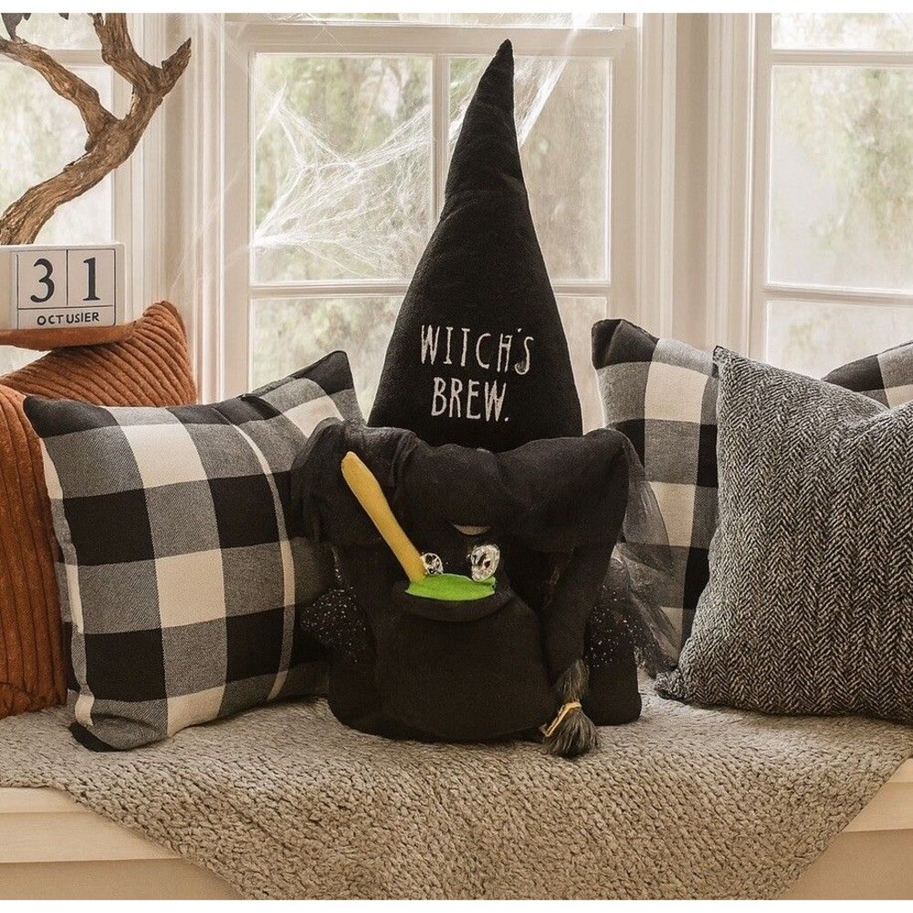 Rae Dunn Halloween Gnome Witch’s Brew Weighted Shelf Sitter Decor Black Hat Fall